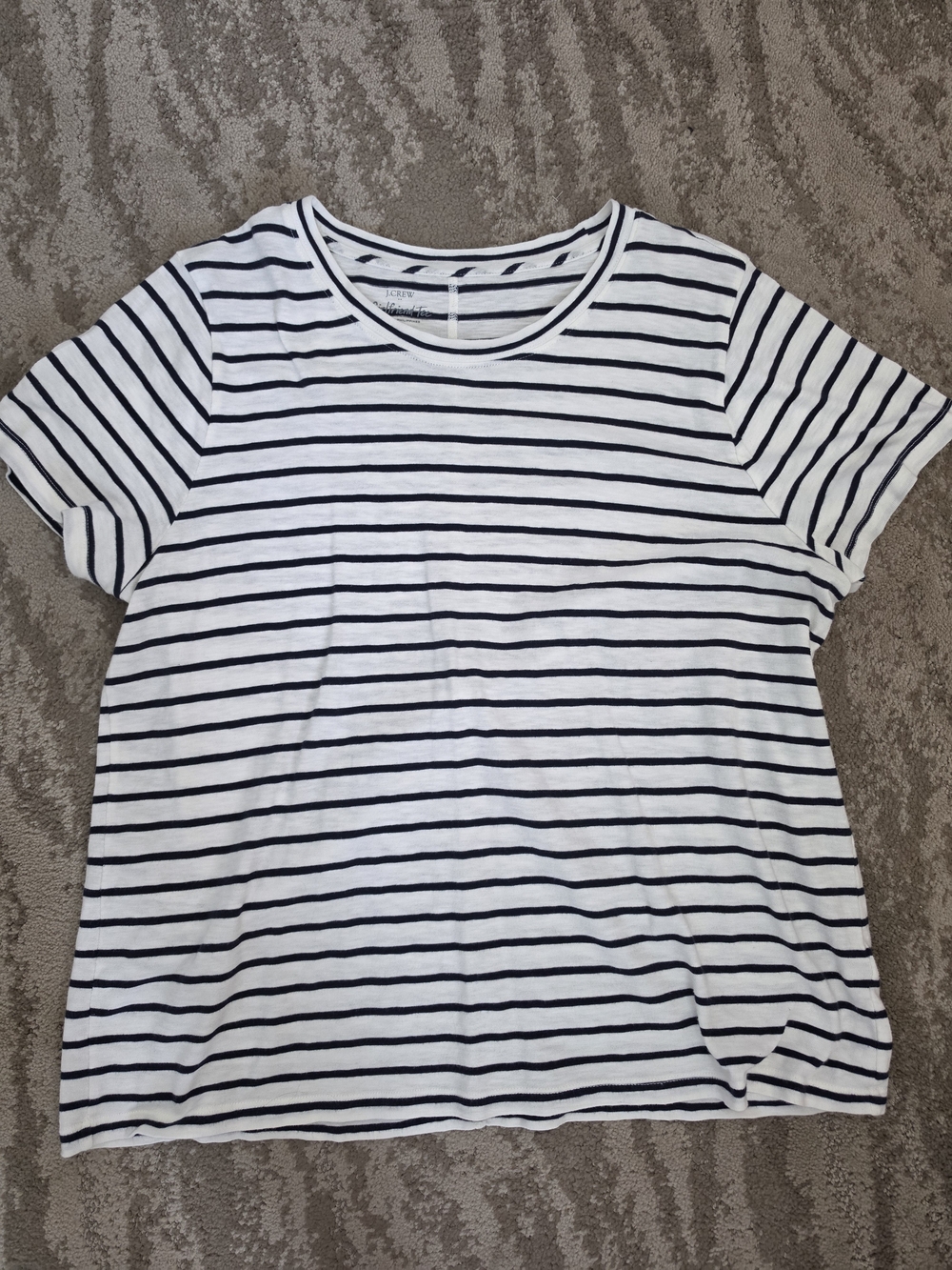 J. Crew Girlfriend Tee - White & Black Horizontal Stripes XXL